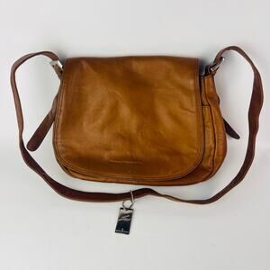 Stone Mountain Flap Shoulder Bag Vintage Brown Leather 12 x 9 x 3